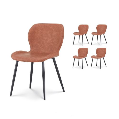 Lot De 4 Chaises De Salle à Manger Ninalou En Simili Marron
