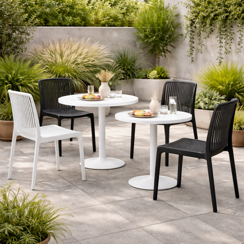 Chaise De Jardin Ou Terrasse Noire En Résine Polypropylène