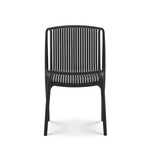 Lot De 4 Chaises De Jardin Ou Terrasse Noires En Résine Polypropylène