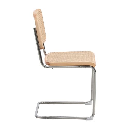 Chaise Rétro Avec Pieds En Métal Et Cannage Naturel