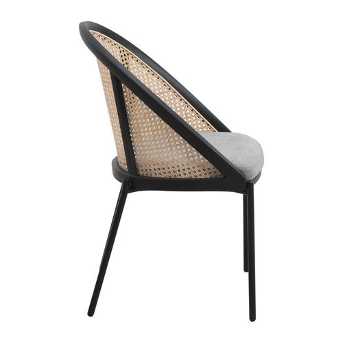 Fauteuil Confortable : Assise En Tissu Et Dossier En Cannage Naturel