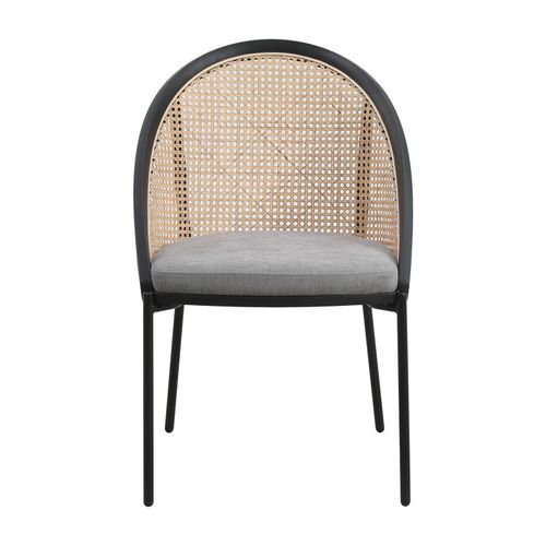 Fauteuil Confortable : Assise En Tissu Et Dossier En Cannage Naturel