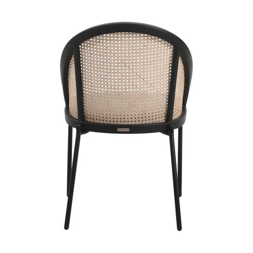 Fauteuil Confortable : Assise En Tissu Et Dossier En Cannage Naturel