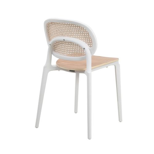 Chaise Blanche, Assise Bois Et Cannage Naturel