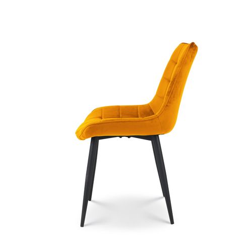 Chaise Moderne En Tissu Velours Couleur Moutarde Avec Pieds En Métal