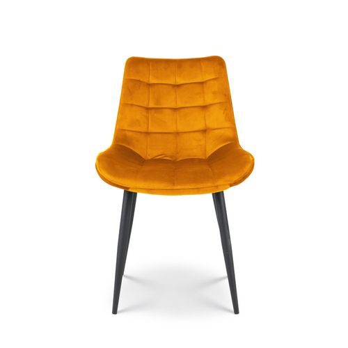 Chaise Moderne En Tissu Velours Couleur Moutarde Avec Pieds En Métal