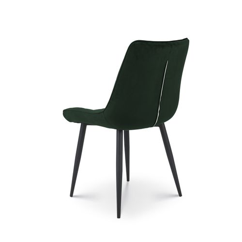 Chaise Moderne En Tissu Velours Vert Foncé Avec Pieds En Métal