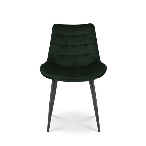 Chaise Moderne En Tissu Velours Vert Foncé Avec Pieds En Métal