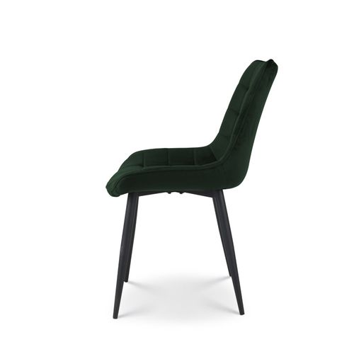 Chaise Moderne En Tissu Velours Vert Foncé Avec Pieds En Métal