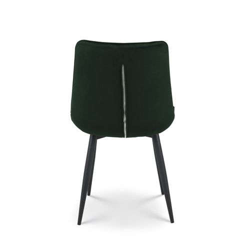Chaise Moderne En Tissu Velours Vert Foncé Avec Pieds En Métal