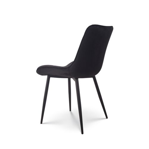 Chaise Moderne En Tissu Velours Couleur Noire Avec Pieds En Métal