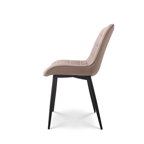 Chaise Moderne En Tissu Velours Couleur Beige Avec Pieds En Métal