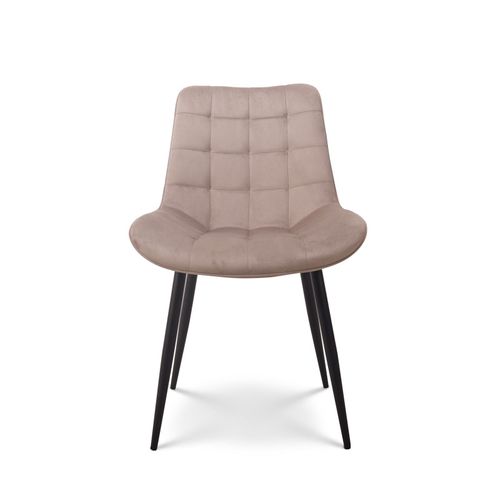 Chaise Moderne En Tissu Velours Couleur Beige Avec Pieds En Métal