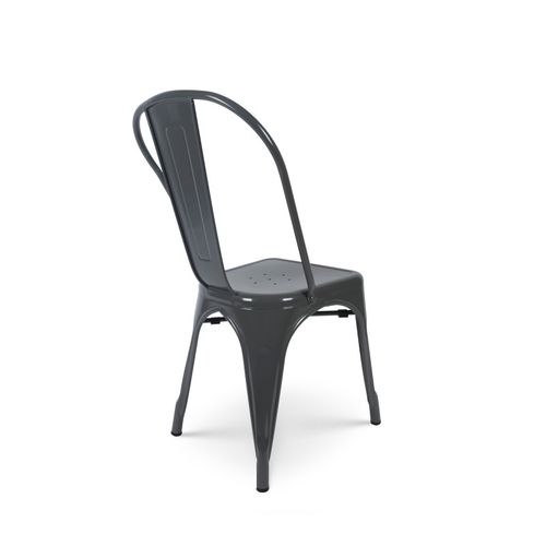 Chaise En Métal Gris Foncé Effet Brillant - Style Industriel