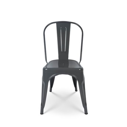 Chaise En Métal Gris Foncé Effet Brillant - Style Industriel