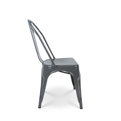 Chaise En Métal Gris Foncé Effet Brillant - Style Industriel
