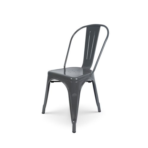 Chaise En Métal Gris Foncé Effet Brillant - Style Industriel