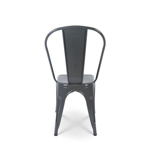 Chaise En Métal Gris Foncé Effet Brillant - Style Industriel