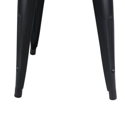 Tabouret En Métal Noir Mat Style Industriel Et Assise En Bois Foncé - Sans Dossier - Hauteur 46 Cm