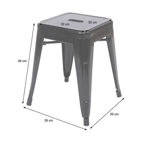 Tabouret En Métal Noir Mat Style Industriel Et Assise En Bois Foncé - Sans Dossier - Hauteur 46 Cm