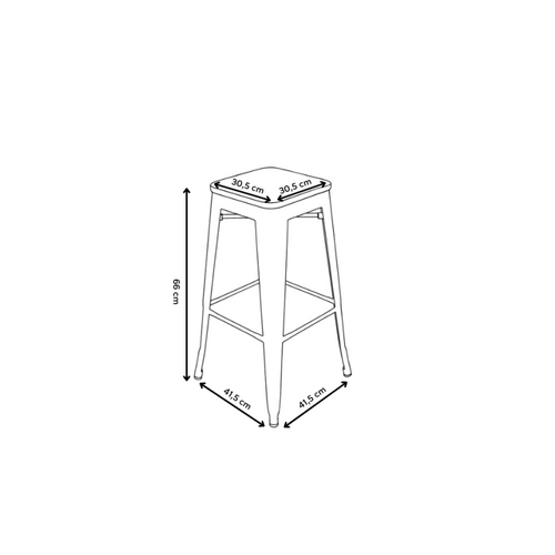 Tabouret De Bar En Métal Noir Mat Style Industriel Et Assise En Bois Clair - Hauteur 66 Cm