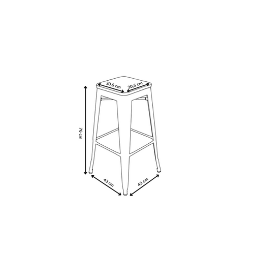 Tabouret De Bar En Métal Noir Mat Style Industriel Et Assise En Bois Clair - Hauteur 76 Cm