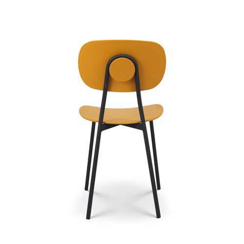 Chaise Style Contemporain Jaune Et Pieds En Métal Noir - Modèle Lea