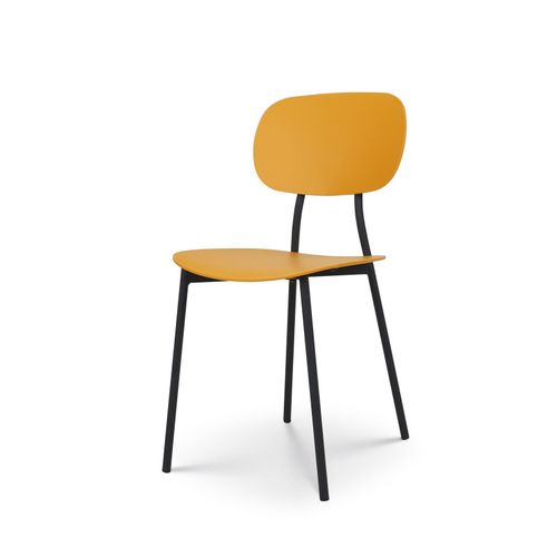 Chaise Style Contemporain Jaune Et Pieds En Métal Noir - Modèle Lea