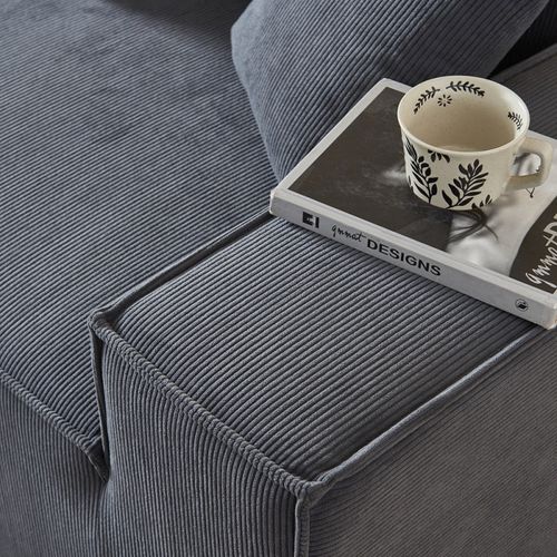 Grand Canapé D'angle En Mousse Avec Méridienne Couleur Gris Cendre