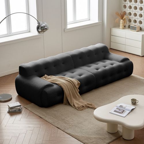 Canapé Compressé En Tissu - Gris Cendre