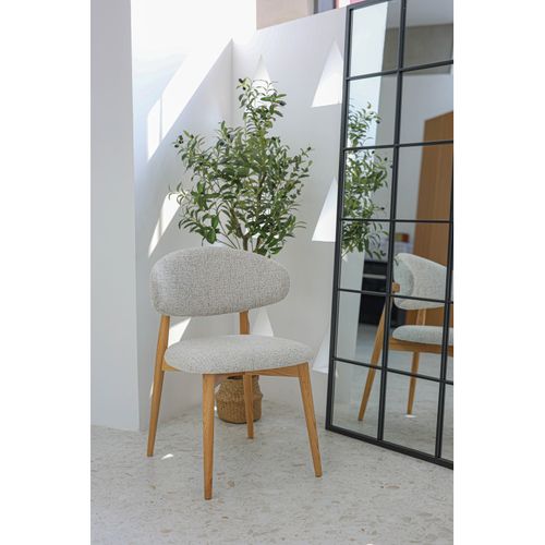Chaise Skandi En Bois Massif Et Assise En Tissu Chiné Gris
