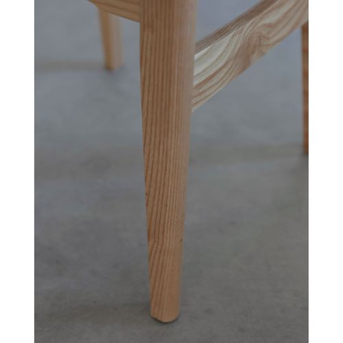 Lot De 2 Chaises En Bois Massif, Dossier En Cannage Et Assise En Tissu Chiné Gris