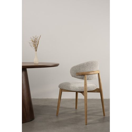 Lot De 2 Chaises Skandi En Bois Massif Et Assise En Tissu Chiné Gris
