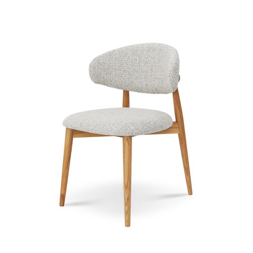 Lot De 2 Chaises Skandi En Bois Massif Et Assise En Tissu Chiné Gris