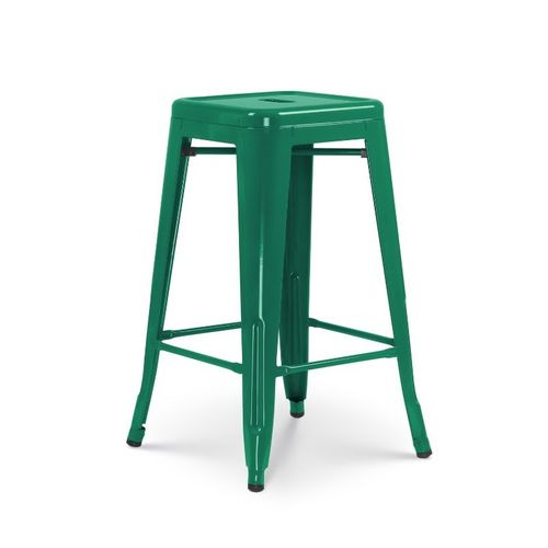 Lot De 4 Tabourets De Bar Style Industriel Vert Sapin Brillant - Hauteur 66 Cm