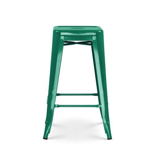 Lot De 4 Tabourets De Bar Style Industriel Vert Sapin Brillant - Hauteur 66 Cm