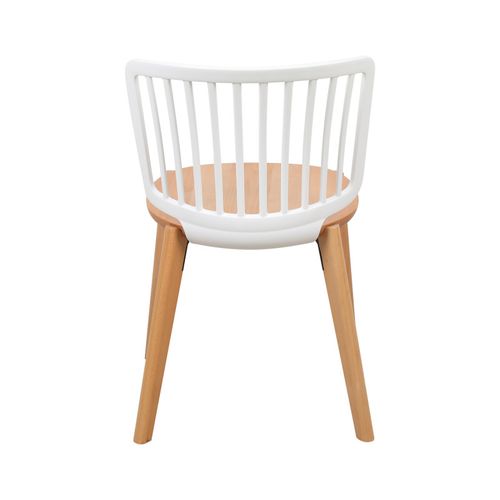 Chaise Eira Design Scandinave – Dossier Résine Blanche, Assise Bois – Pieds Bois Naturel