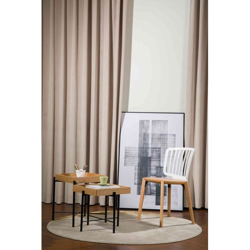 Chaise Eira Design Scandinave – Dossier Résine Noir, Assise Bois – Pieds Bois Naturel