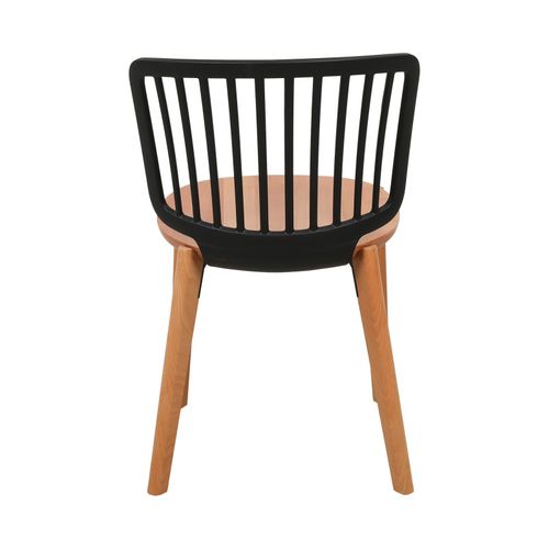 Chaise Eira Design Scandinave – Dossier Résine Noir, Assise Bois – Pieds Bois Naturel