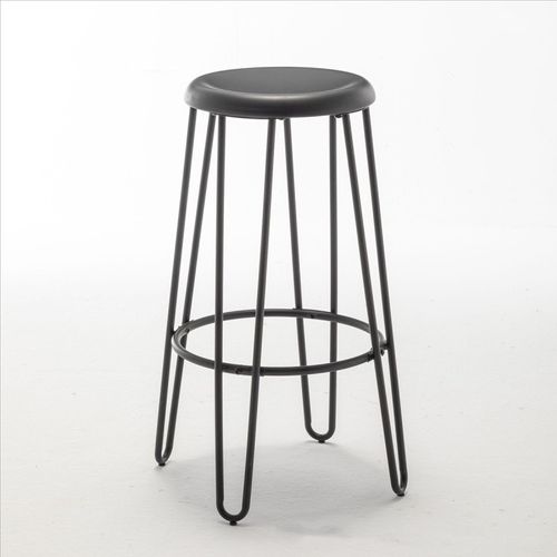 Lot De 4 Tabourets Hauts Style Industriel – Métal Noir Mat – Pieds Épingle