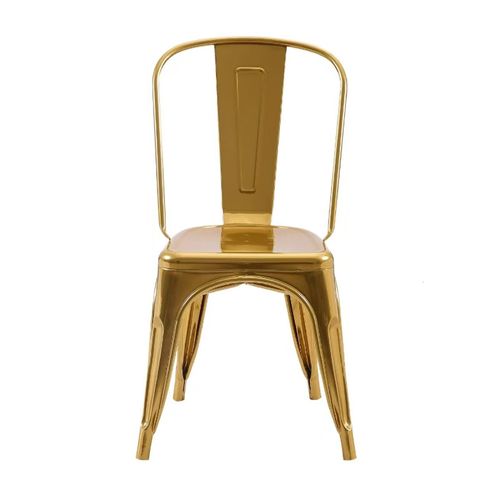 Lot De 4 Chaises Style Industriel En Métal Couleur Or - Finition Brillant
