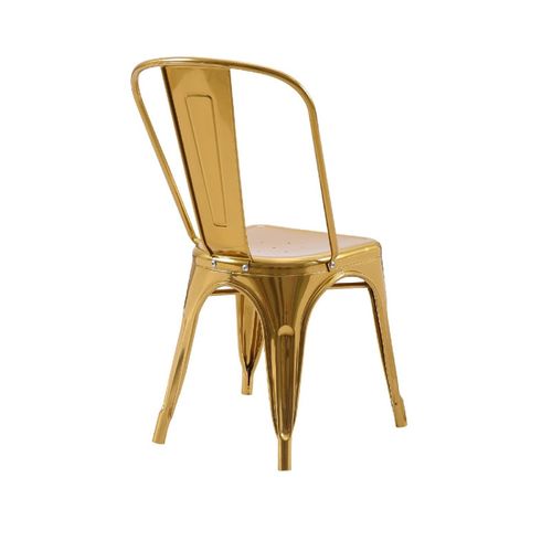 Lot De 4 Chaises Style Industriel En Métal Couleur Or - Finition Brillant