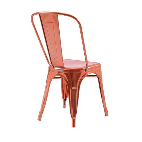 Chaise Style Industriel En Métal Couleur Cuivre - Finition Brillant