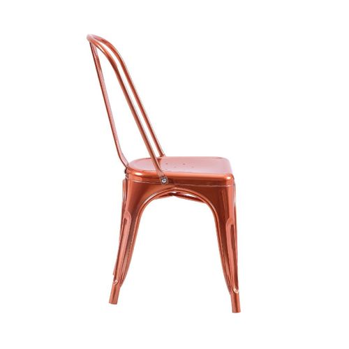 Chaise Style Industriel En Métal Couleur Cuivre - Finition Brillant