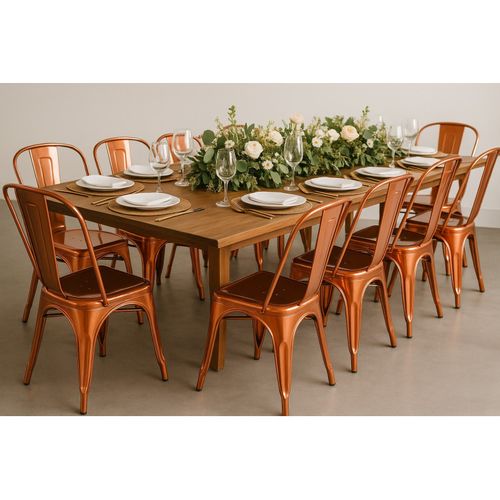 Chaise Style Industriel En Métal Couleur Cuivre - Finition Brillant