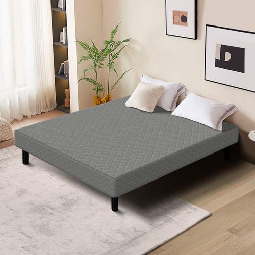 Sommier Tapissier à Lattes 160x190cm Sur Pieds Pour Lit 2 Places