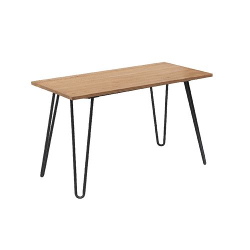 Table Industry 120 X 60 Cm En Métal Noir Mat Et Plateau En Bois Clair - Pieds Épingles