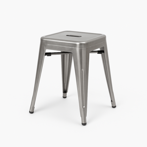 Lot De 4 Tabourets Bas Industriels Métal Brut - Hauteur 46 Cm