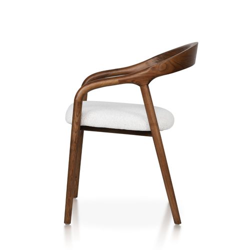 Chaise Style Scandinave En Bois Couleur Noyer Avec Assise En Tissu Beige Clair Chiné – Élégance Et