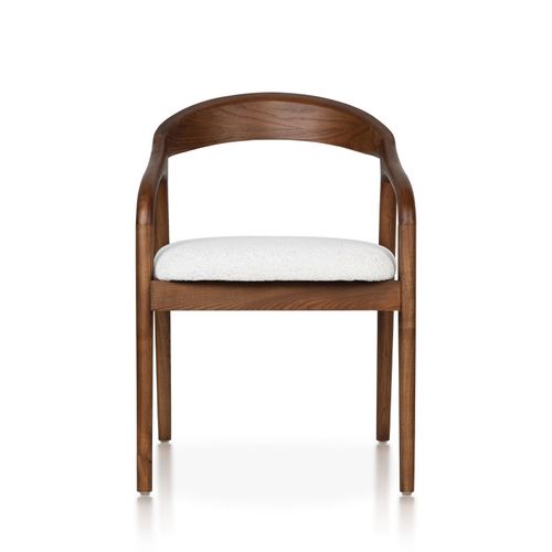 Chaise Style Scandinave En Bois Couleur Noyer Avec Assise En Tissu Beige Clair Chiné – Élégance Et